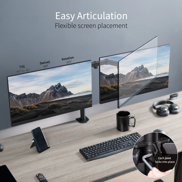 VIVO Dual Monitor Desk Mount Adjustable Stand, Fits Screens up to 30